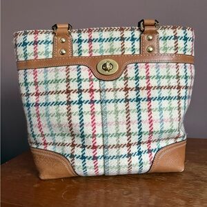 Coach Plaid Flannel Tote